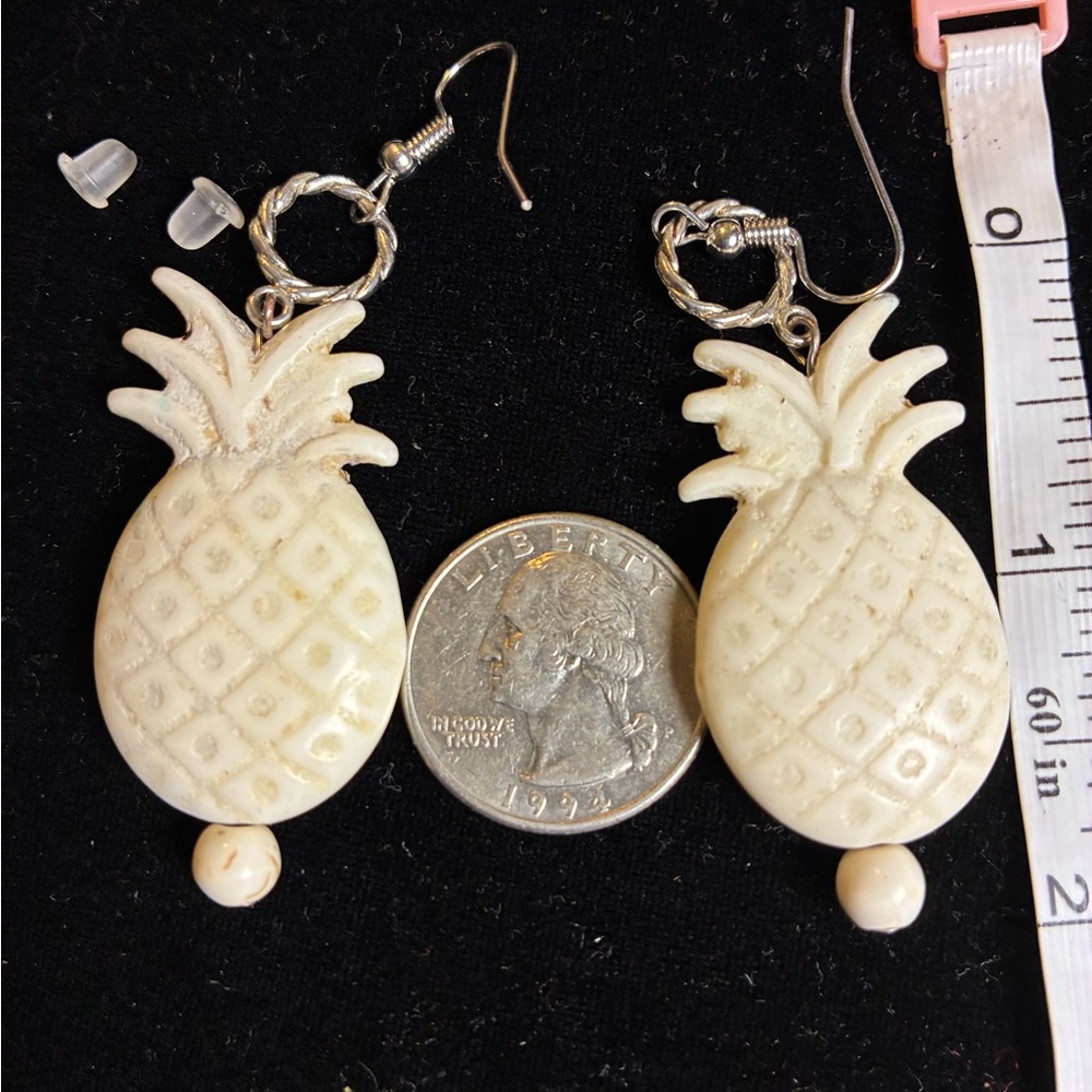 Carved Pineapple Dangle Earrings - image 3